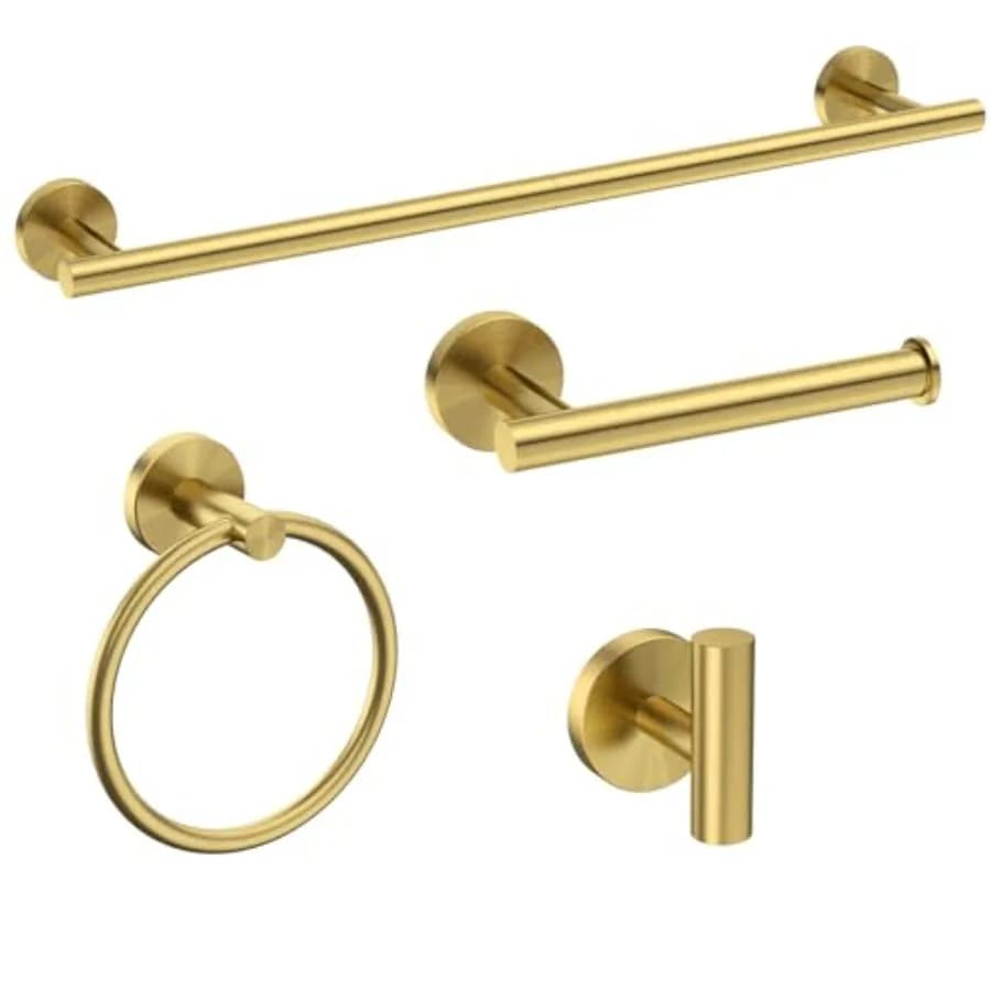 Set di Accessori per il Bagno, Set Portasciugamani da Parete, Resistente Set di Accessori per il Bagno in Acciaio Inox SUS304, 4 Pezzi