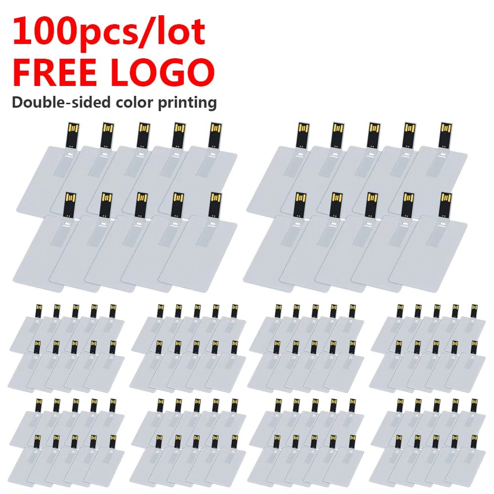 100 pz. USB Flash Drive a Forma di Carta di Credito Super Sottile Impermeabile 4GB 8GB 32GB 64GB, Chiavetta USB Modello Carta Bancaria con Logo Personalizzabile Gratuito