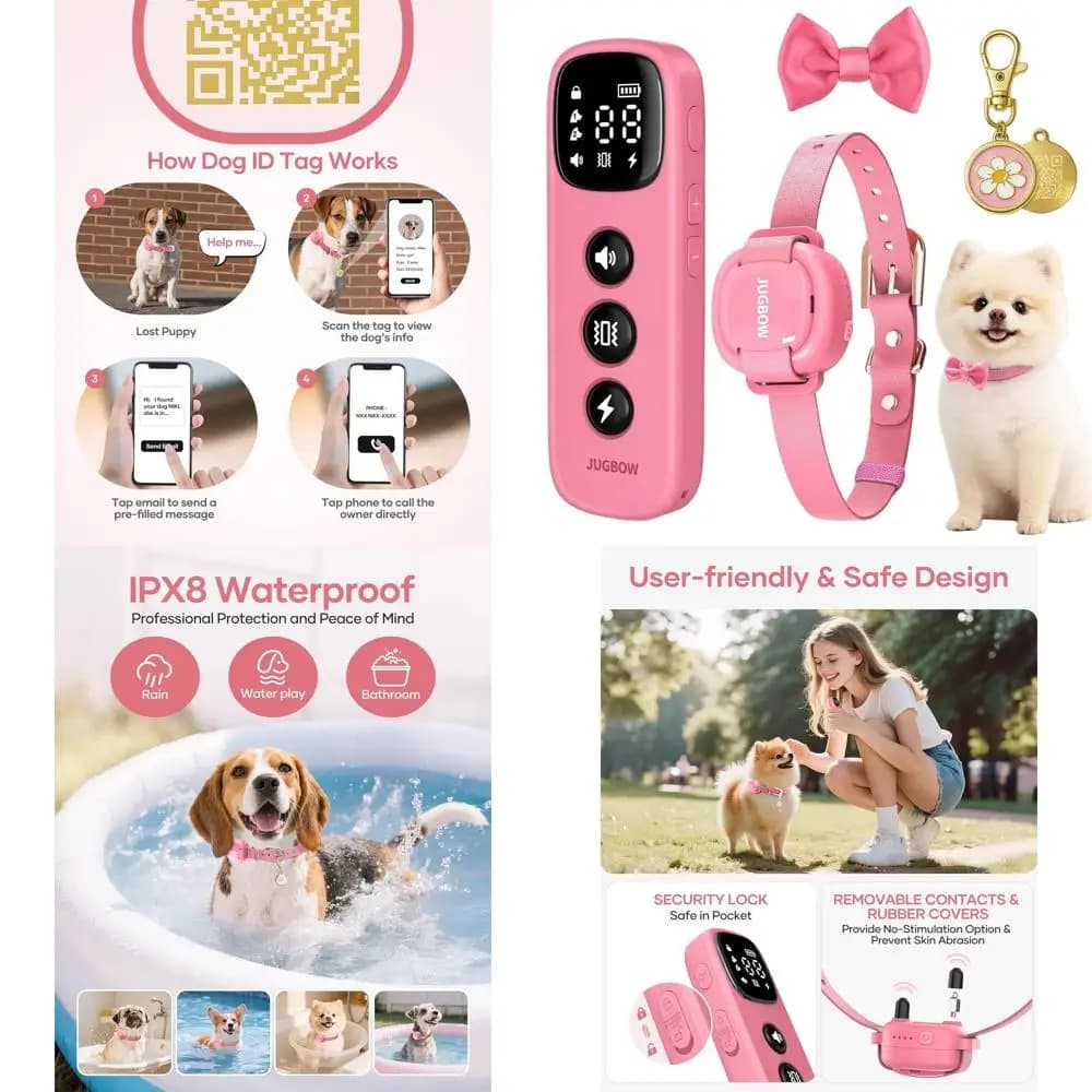 Collare di addestramento per cani impermeabile a lungo raggio con telecomando per razze piccole: opzioni di segnale acustico, vibrazione e shock per cani da 5-30 libbre
