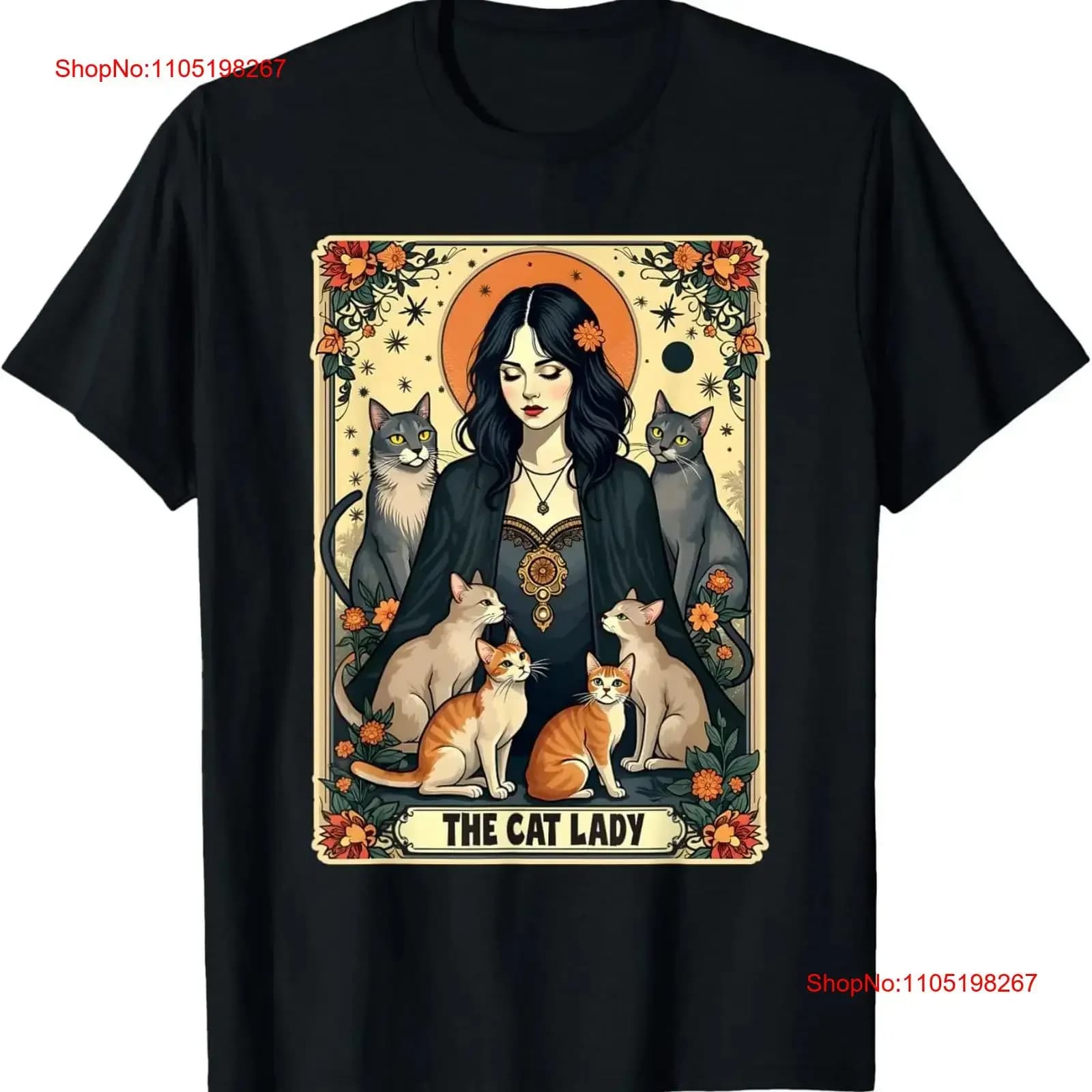 The Cat Lady Tarocchi Card T Shirt Donna Witchy Gothic Mom vintage Grafica lavata Confortevole unisex Versatile Moda traspirante
