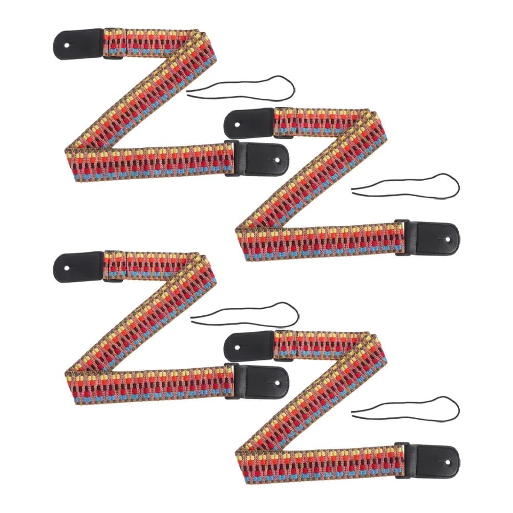 4 Pezzi Cinghie Ricamate per Ukulele e Chitarra, in Cotone Intrecciato Stile Boho, Regolabili, per Banjo e Accessori per Chitarra