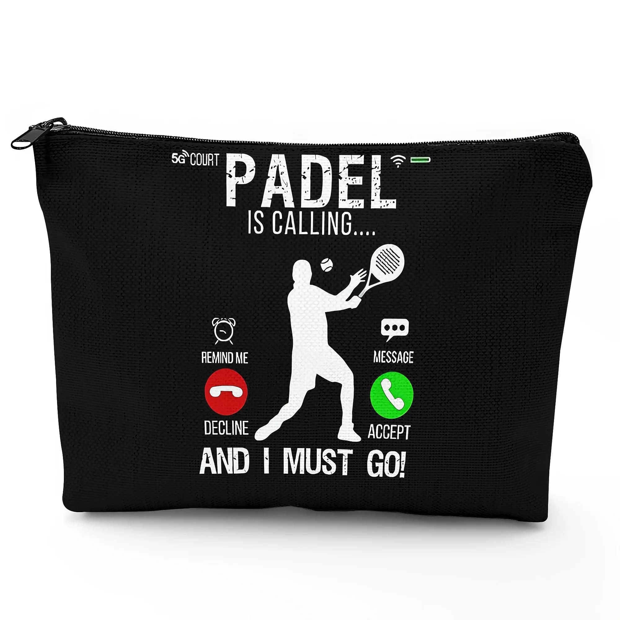 Padel Tennis Themed Makeup Bag Suitable for Travel Gym Court Compact Portable Gift with "Padel Is Calling" Slogan Storage Bags