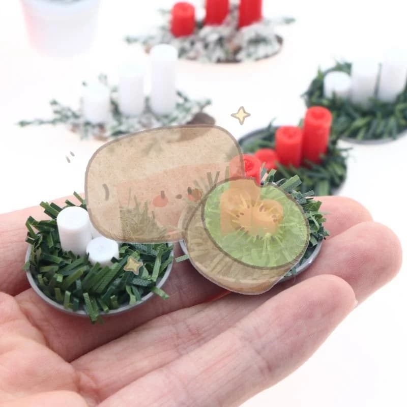 1:12 Scale Mini Dollhouse Christmas Decor Kit DIY Xmas Scene Ornaments with Mini Candle Tree for Hobby Collection