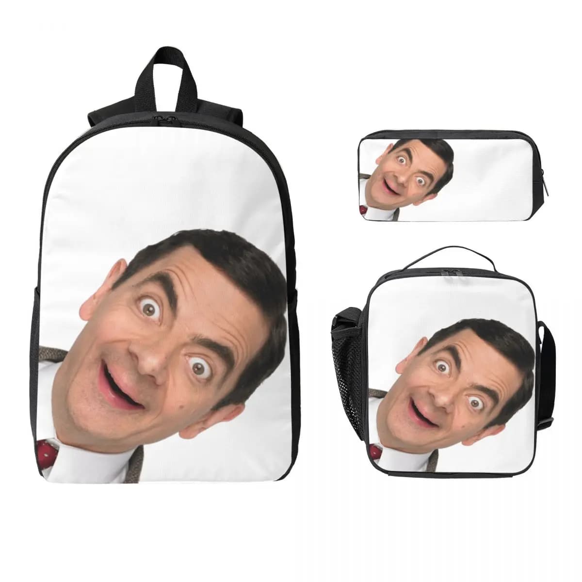Mr. Bean Zaino Studente Ragazzi Ragazze BookBag Borsa da scuola Borse a tracolla per computer Borsa da pranzo isolata 3ps Astuccio