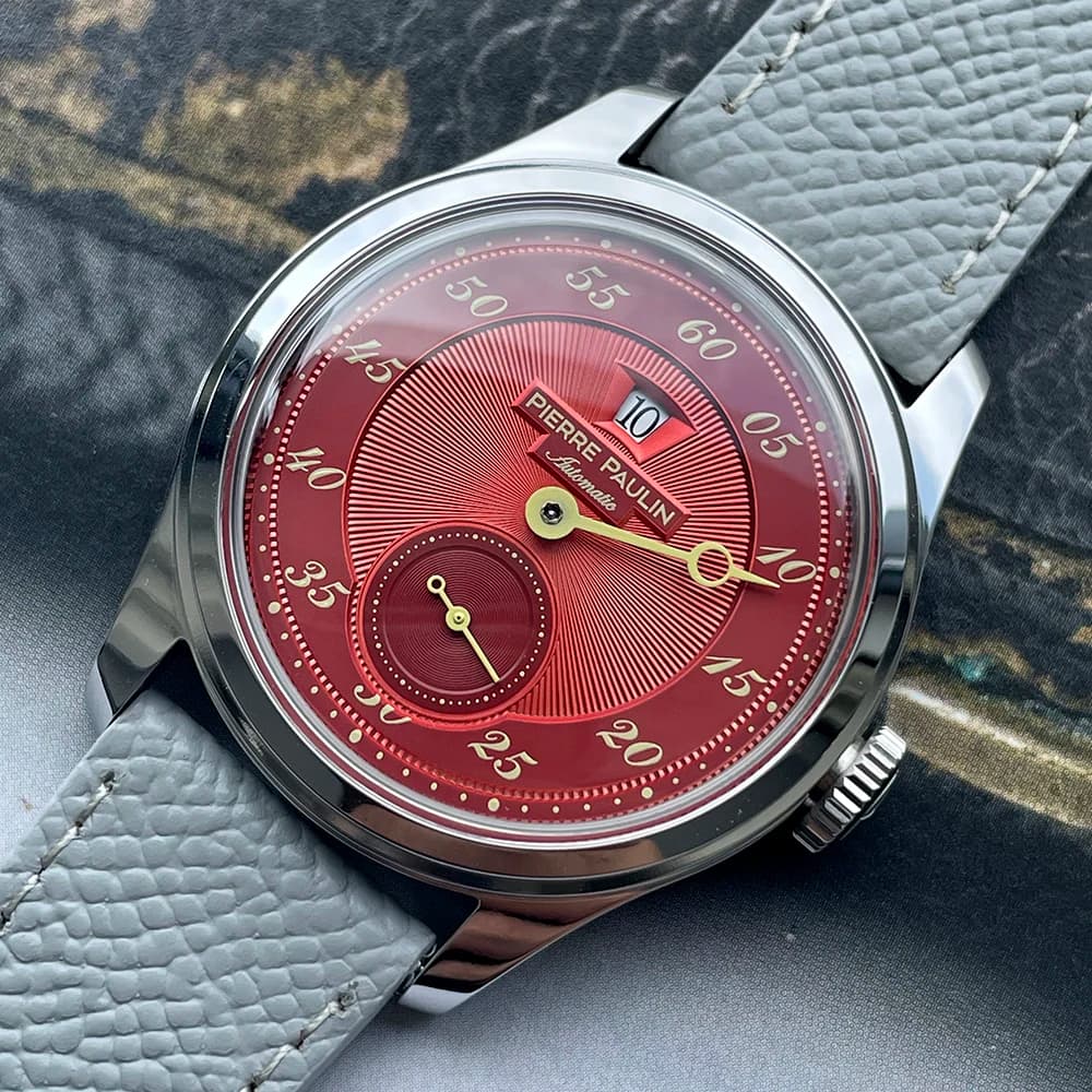 NEW Pierre Paulin Jumping Hour Men Watch Salmon Dial Automatic St17 Mechanical Watch Vintage Date Window 38mm Reloj Hombre