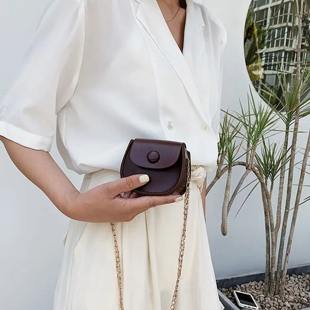 PU Leather Small Bag, Card Holder, Mini Shoulder Bag with Chain, Women's Shoulder Bag