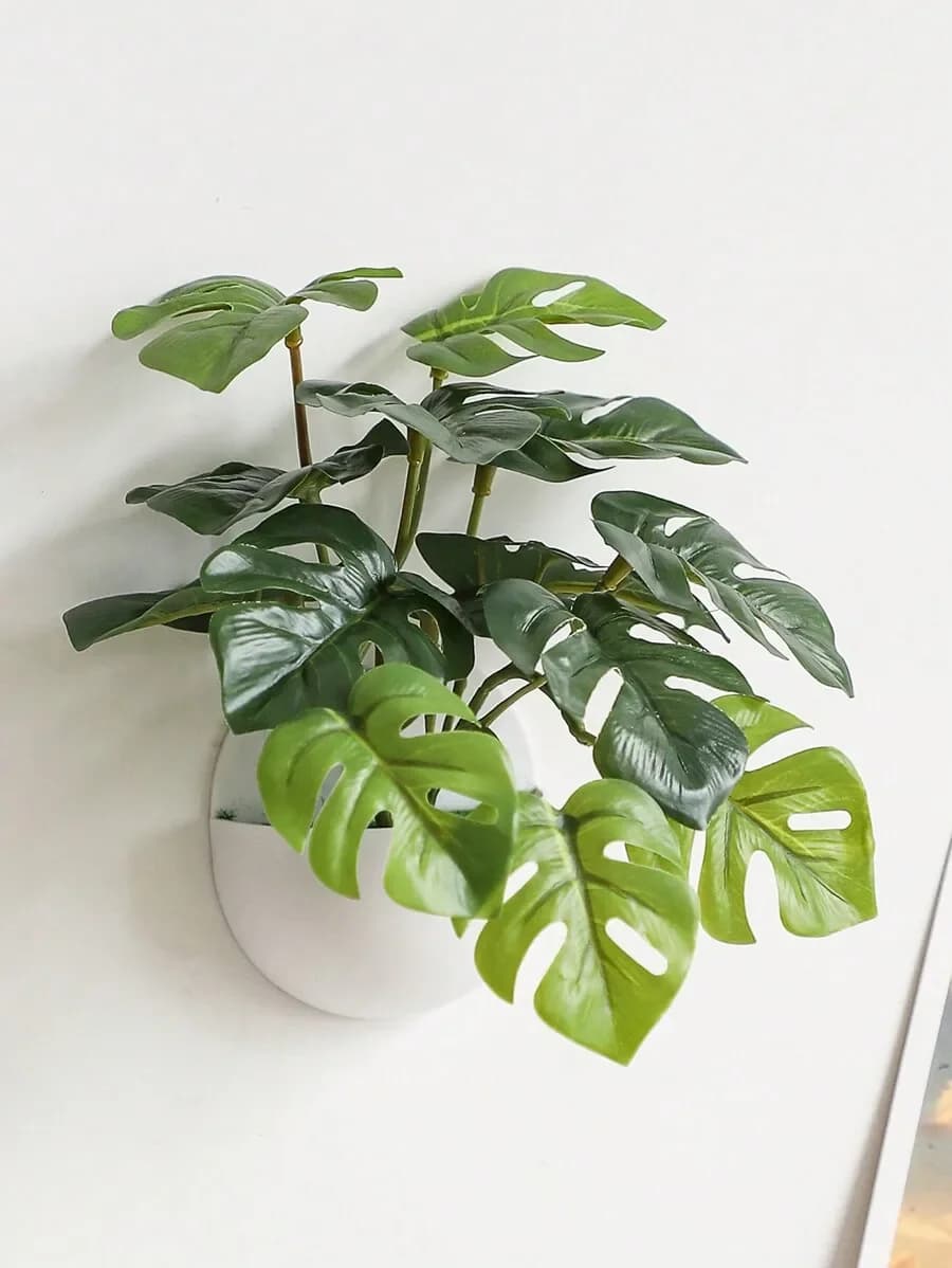 Pianta Artificiale Pendente, Edera Finta Sempreverde con Mezzo Vaso, Decorazione Verde Artificiale per Pareti, Casa, Bagno