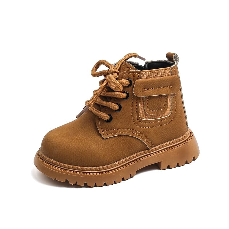 Autunno ragazzi stivali in pelle stile britannico ragazze moda stivali gialli stivaletti Design tasca laterale bambino per l'autunno
