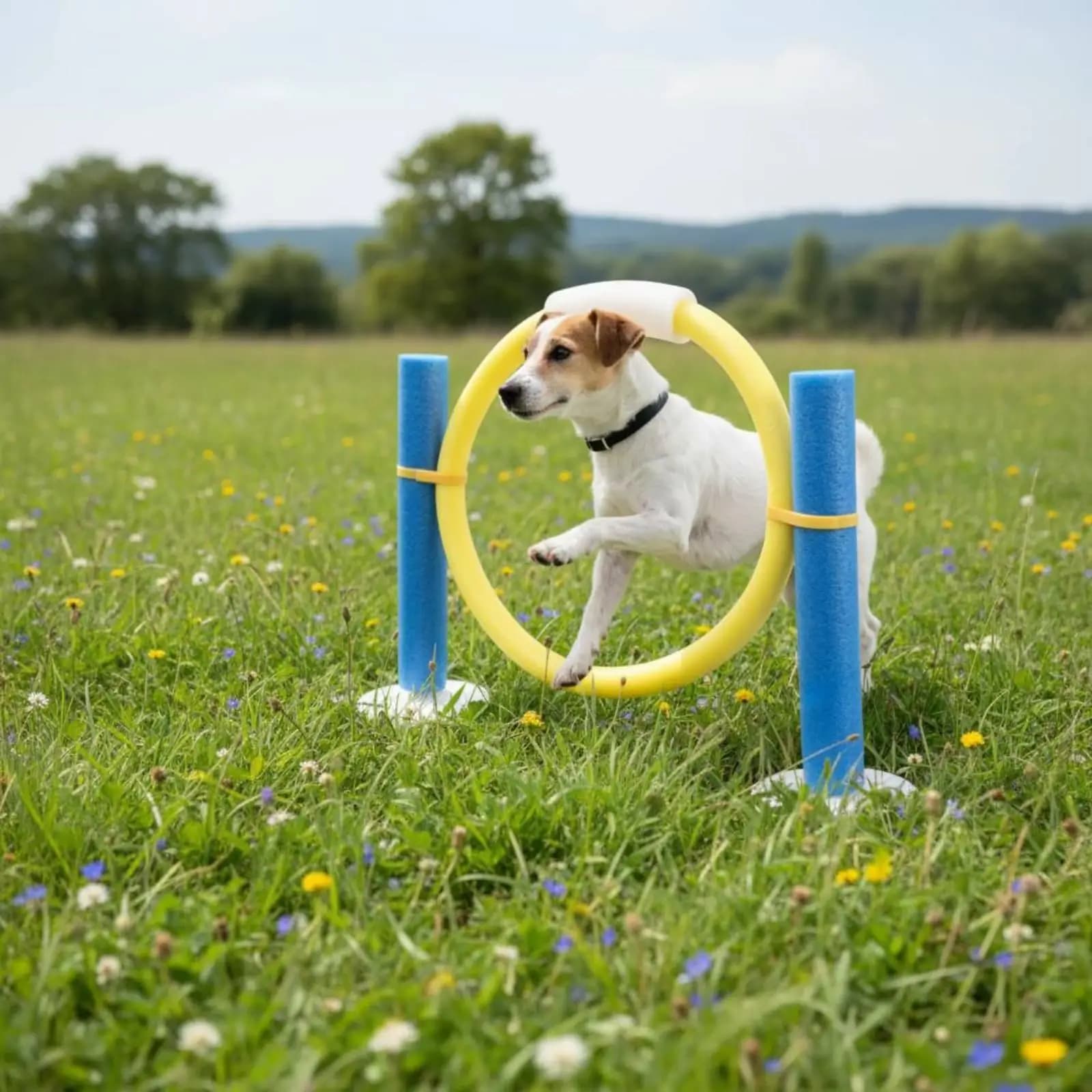 Dog Agility Training Set Blue and Yellow Dog Agility Kit Foam-Covered