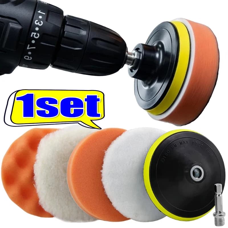 Kit Lucidatura Auto: Disco in Lana per Ceratura, Spugna Lucidante 3/4 Pollici, Tampone per Lucidatura Carrozzeria, Accessorio per Lavaggio Auto