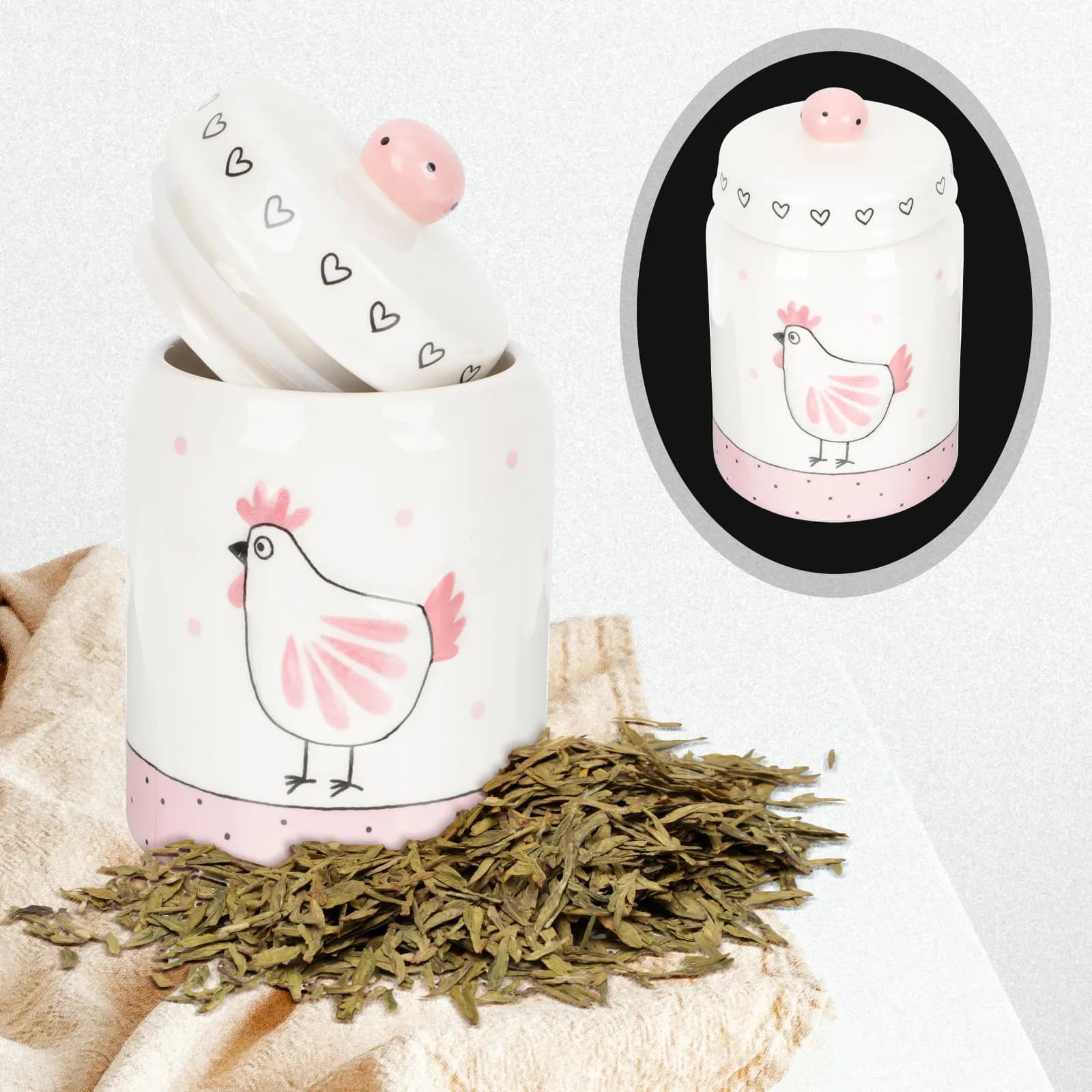Ceramic Tea Canister with Lid Dustproof Airtight Seal for Loose Tea Coffee Beans Grains Nuts Rice Dried Fruit Kitchen Home Decor