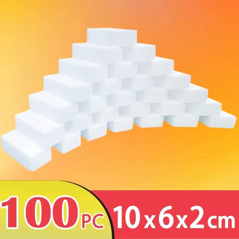 100pcs/Lot Magic Sponge Eraser White Melamine Sponge for Dishwashing Kitchen Bathroom Office Cleaner Cleaning Tools 100*60*20mm