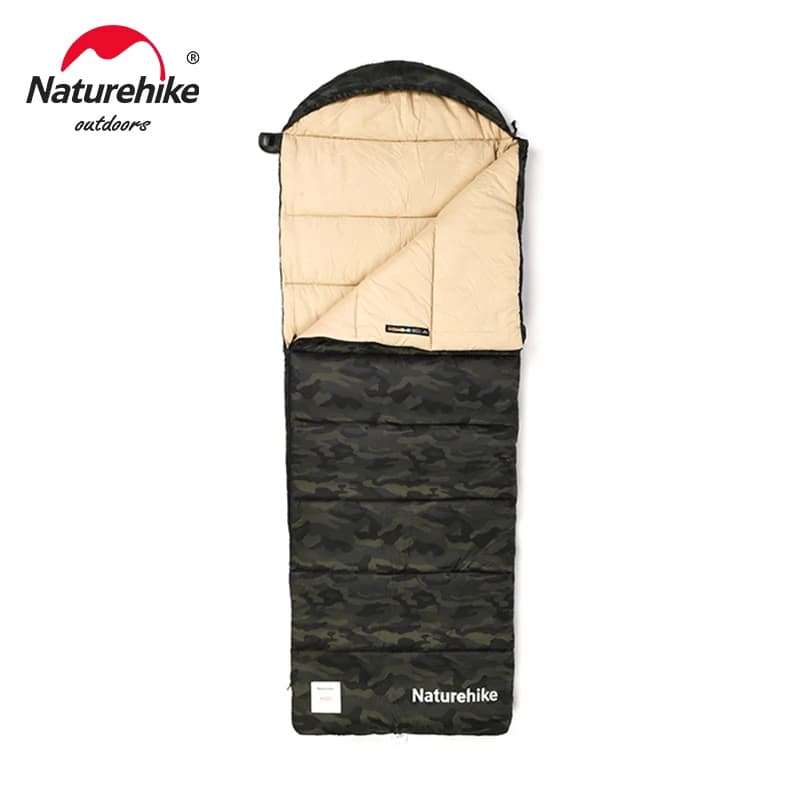 Naturehike M320 Envelope Hooded Sleeping Bag Outdoor Camping Splash-proof Skin-friendly Soft Warm Spliced Single Sleeping Sack