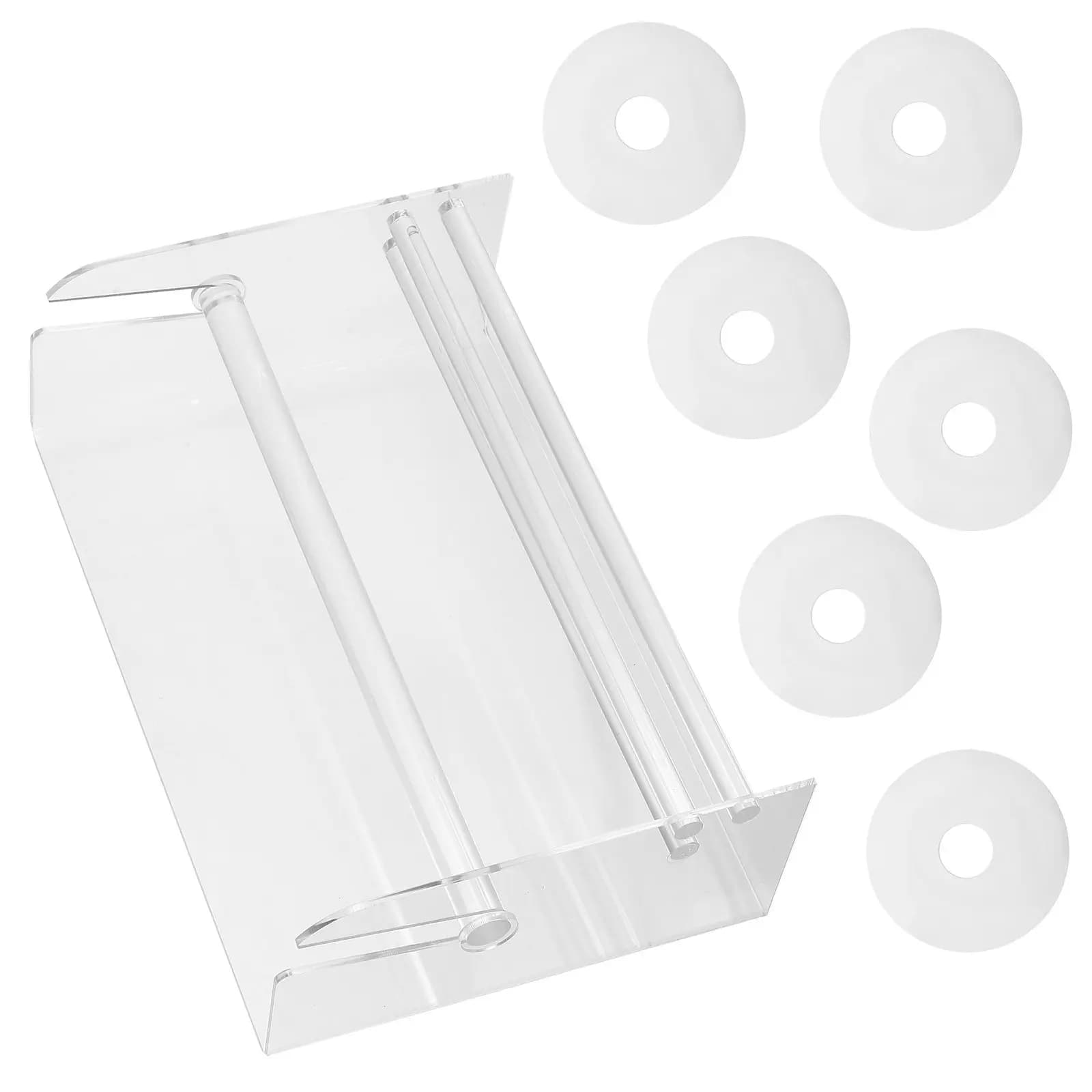 Dispenser per Etichette in Acrilico Regolabile, Organizzatore a 7 Scomparti, Porta Rotoli di Nastro Trasparente, Organizzatore da Scrivania per Ufficio