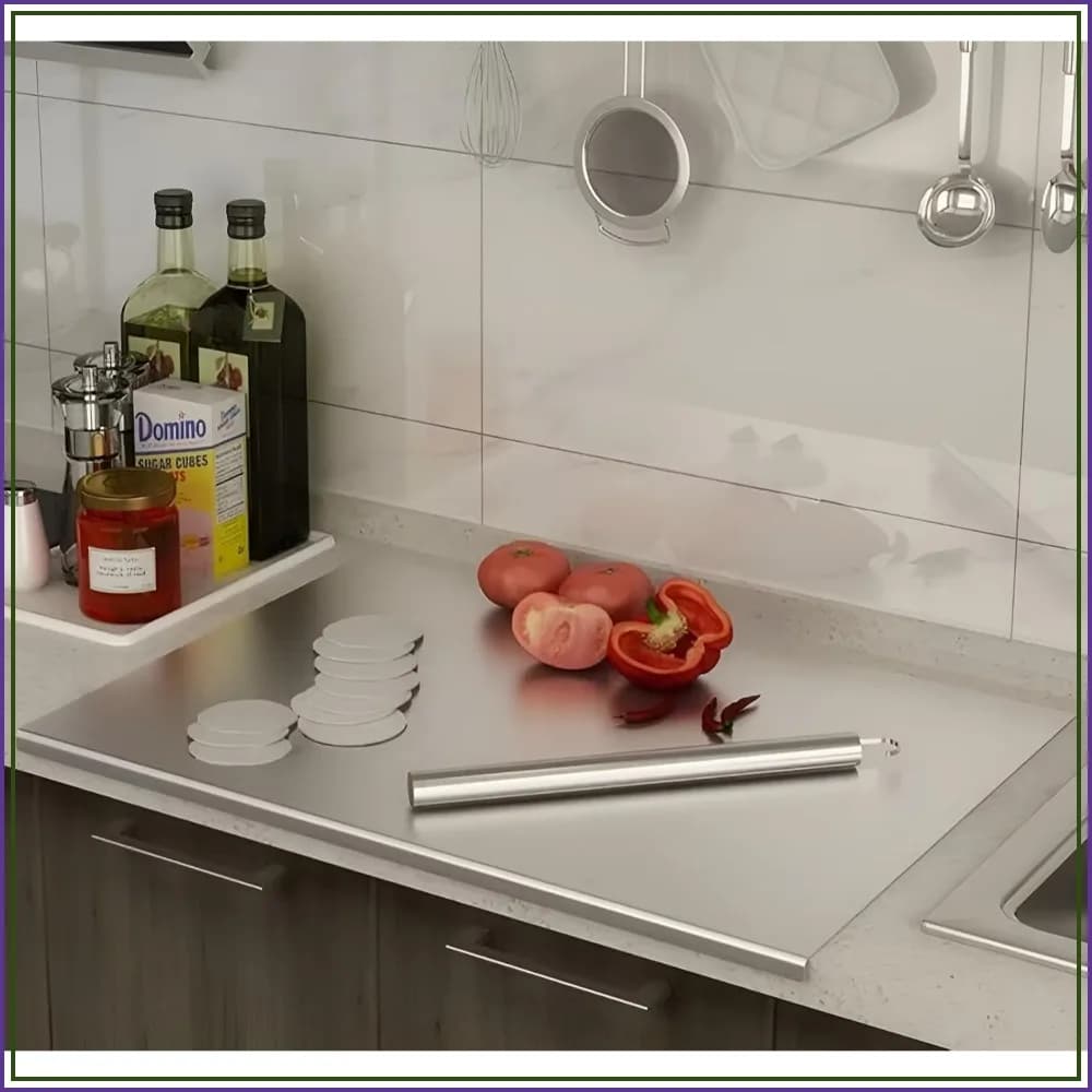 19.7" x 15.7" Stainless Steel Cutting Board with Juice Groove for Meat, Fruits & Veggies