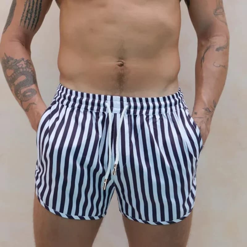 Summer New Men's Running Shorts Woven Lightweight Quick Dry Non-Stretchy Outdoor Casual Printed Beach Shorts Training Shorts