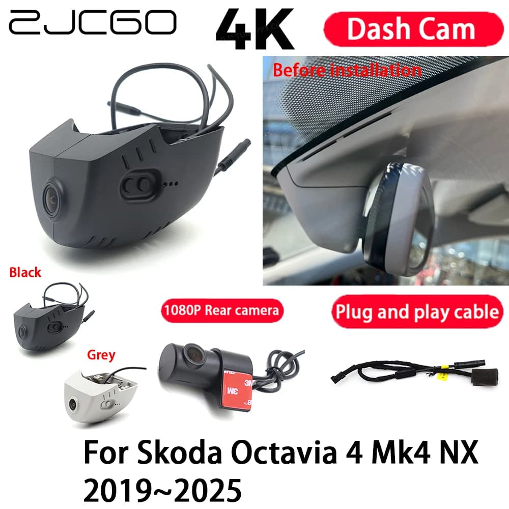 Videocamera per auto 4K Plug and Play Dash Cam Videoregistratore Visione notturna per Skoda Octavia 4 Mk4 NX 2019-2025