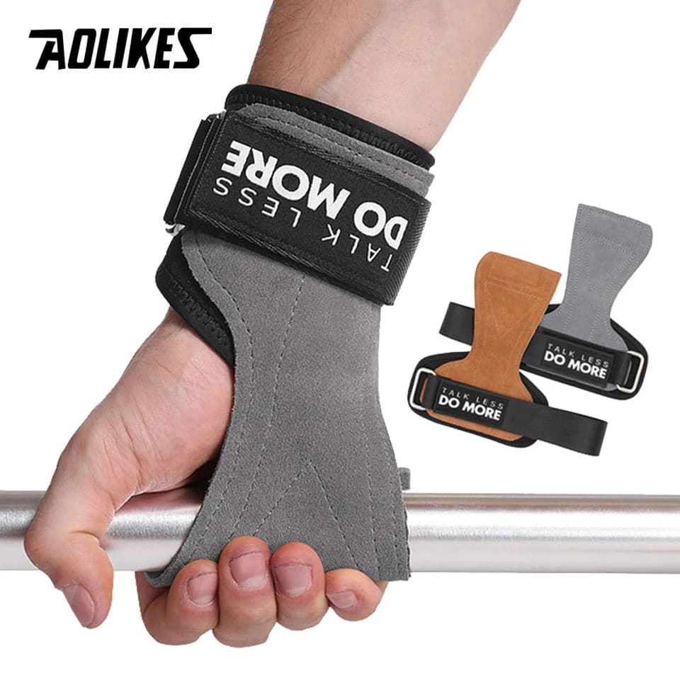 AOLIKES 1 pair of gym gloves anti-slip weight lift bearings deadlift fitness training gloves Pull ups Bracer Protection