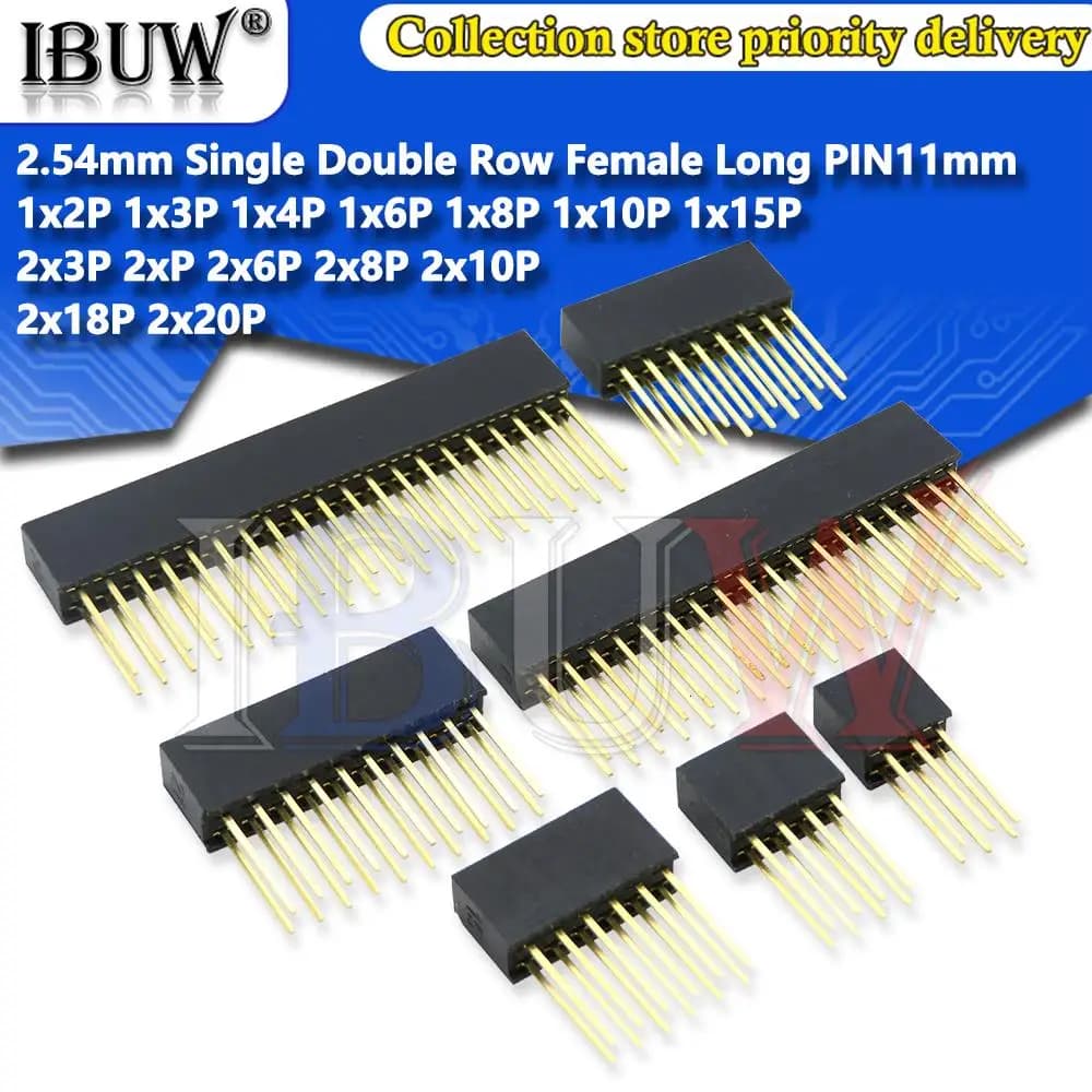 10 PZ 2.54mm Single Double Fila Female Pin Lungs 11mm PCB Board Pin Header Connector 2~20PIN For Arduino For Raspberry Pi