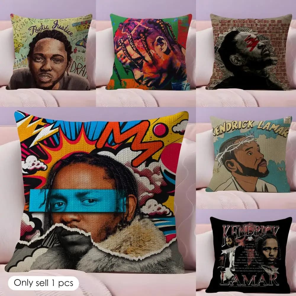 K-Kendrick L-Lamar Fodera per cuscino Summer Coolness in tessuto di lino con stampa fronte-retro, federa per cuscino, decorazione per la casa, regalo
