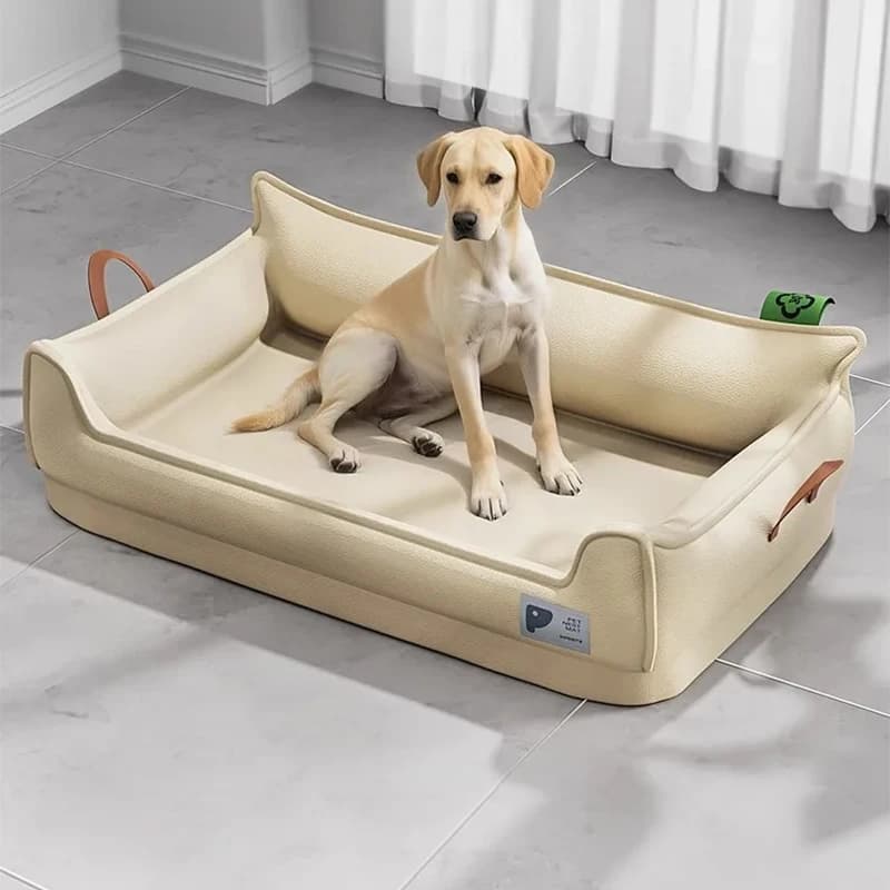 Orthopedic Leather Dog Bed Sofa – Detachable Rectangle Pet Bed with Non-Slip Bottom, Waterproof and Machine Washable for Ultima