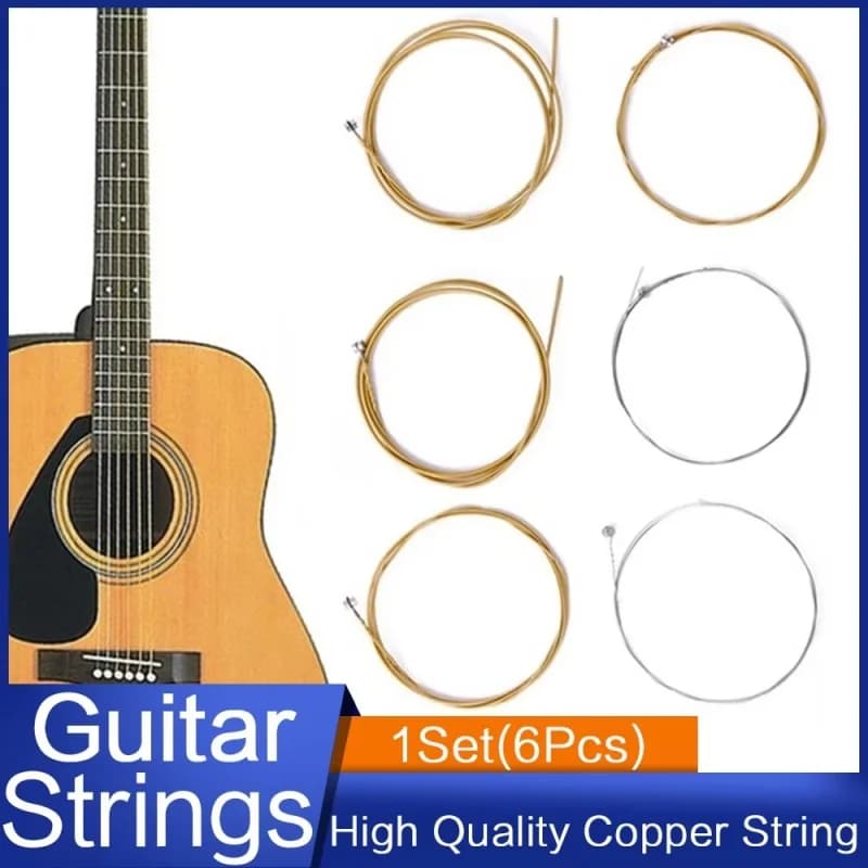 Corde per Chitarra Acustica 6 Pezzi/Set, Corde in Rame Puro 1-6 per Chitarra Acustica, Ukulele, Basso, Filo d'Acciaio, Classica Acustica Folk