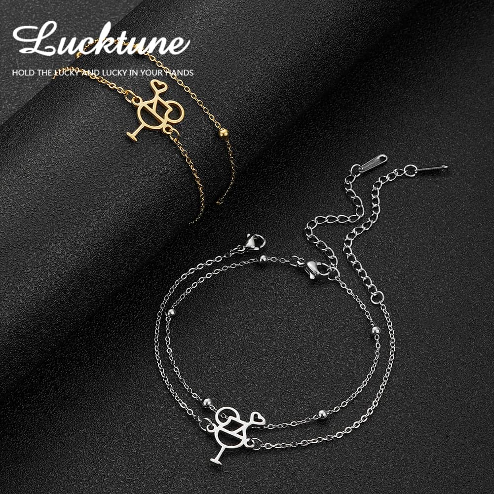 Lucktune Fashion Wine Glass Charm bracciali in acciaio inossidabile donna Heart Cup Bead Chain bracciale coreano Party Jewelry Friend Gift
