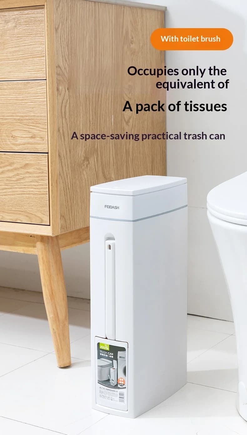 Bathroom Trash Can Bathroom Trash Can Toilet Brush Combo Save Space Small Trash Can Lid Bathroom Narrow Garbage Can