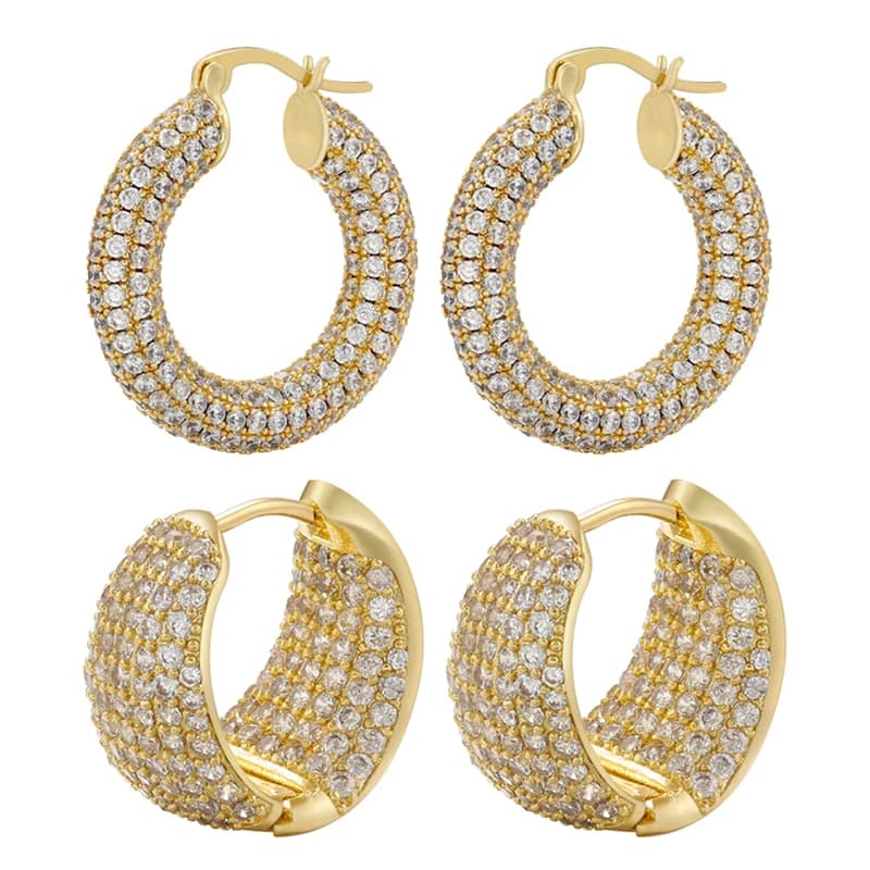 ZHUKOU Orecchini a cerchio grandi rotondi Huggies Orecchini a cerchio gotici per le donne Orecchini piercing da donna alla moda con zirconi cubici VE769