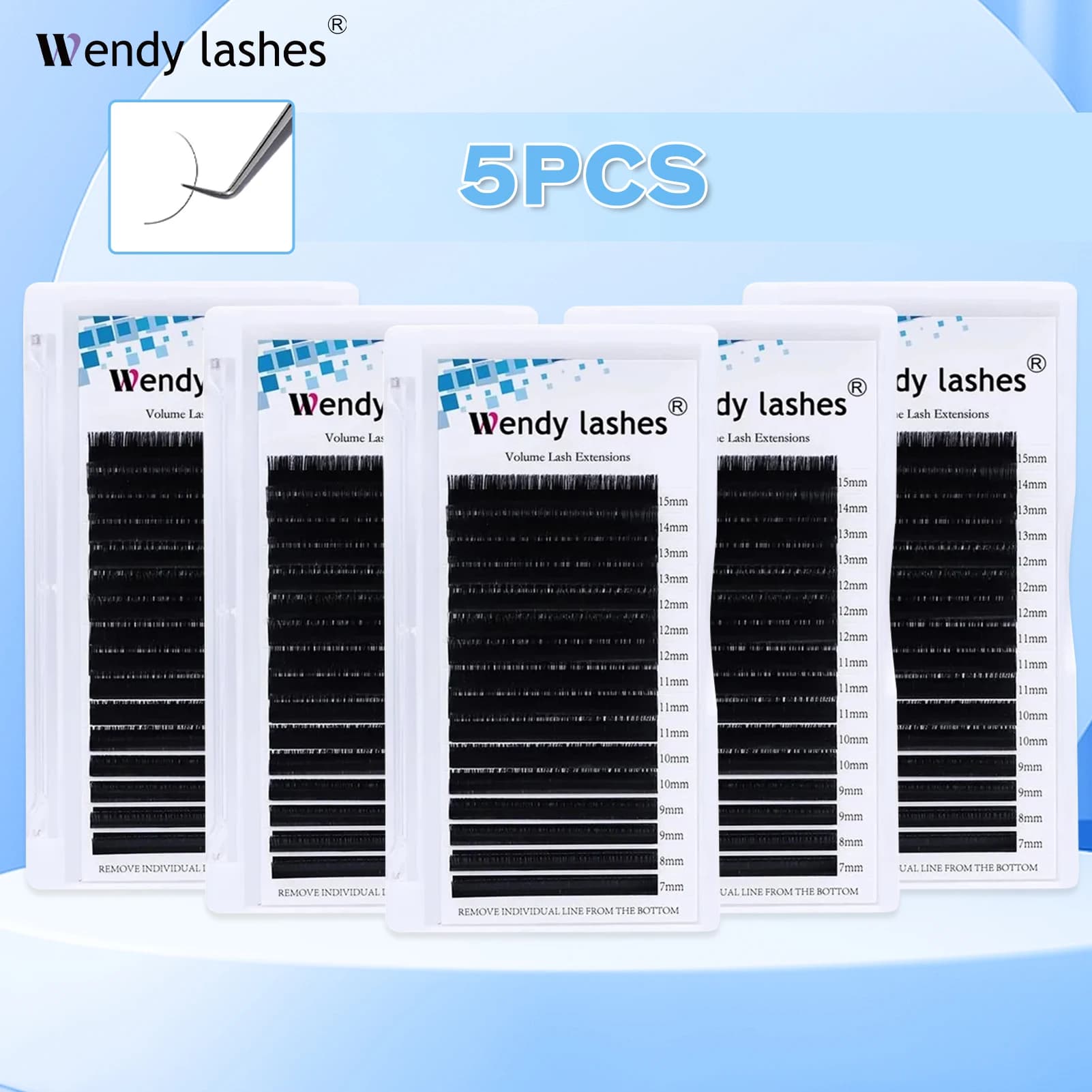 5 Pz/lotto Eyelash Extension 16 File Classic Eyelashes Wholesale Natural Visone Individual Lash Supplies Makeup Wendy Eyelashes