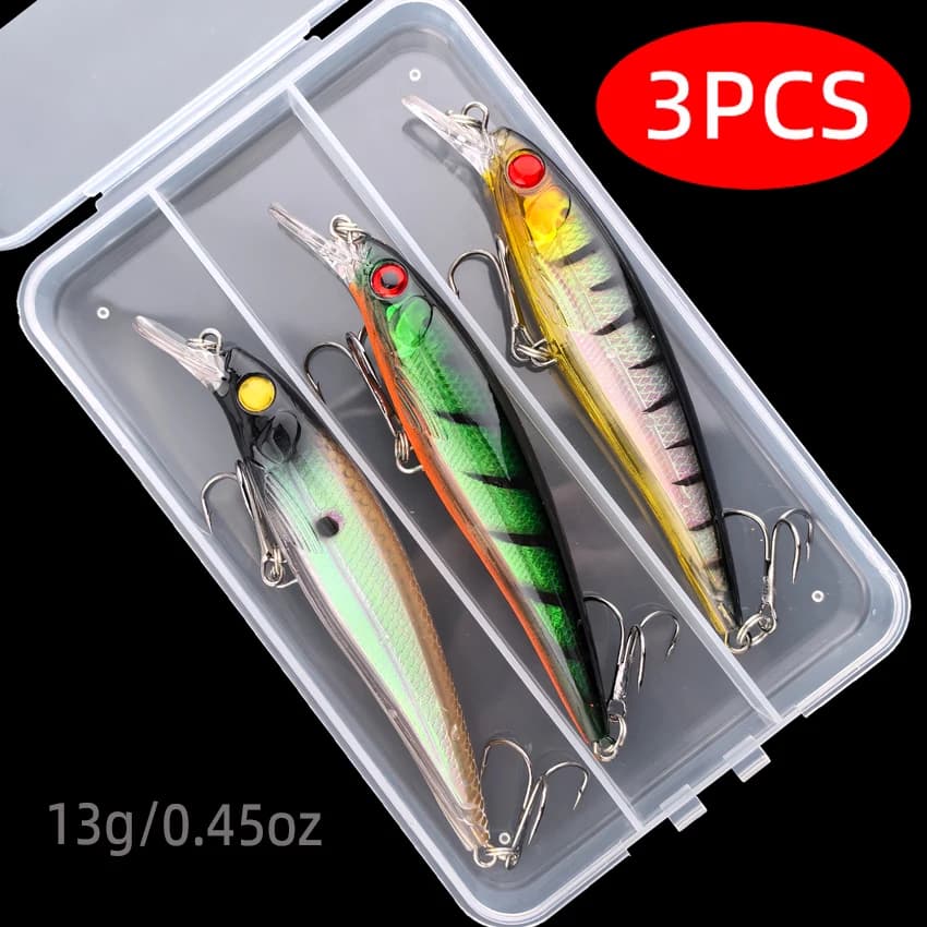 Aorace 3PCS Fishing baits 11cm 13g Minnow Wobblers Artificial plastic baits with hook for bass Luccio Carpa Swimbait Toolbox