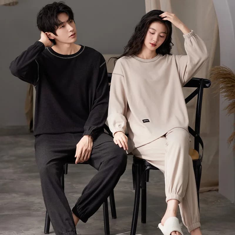 Pigiama in velluto sottile da uomo e da donna Set manica lunga semplice abbigliamento da casa coppie inverno autunno caldo pigiameria pigiama da ragazza da ragazzo