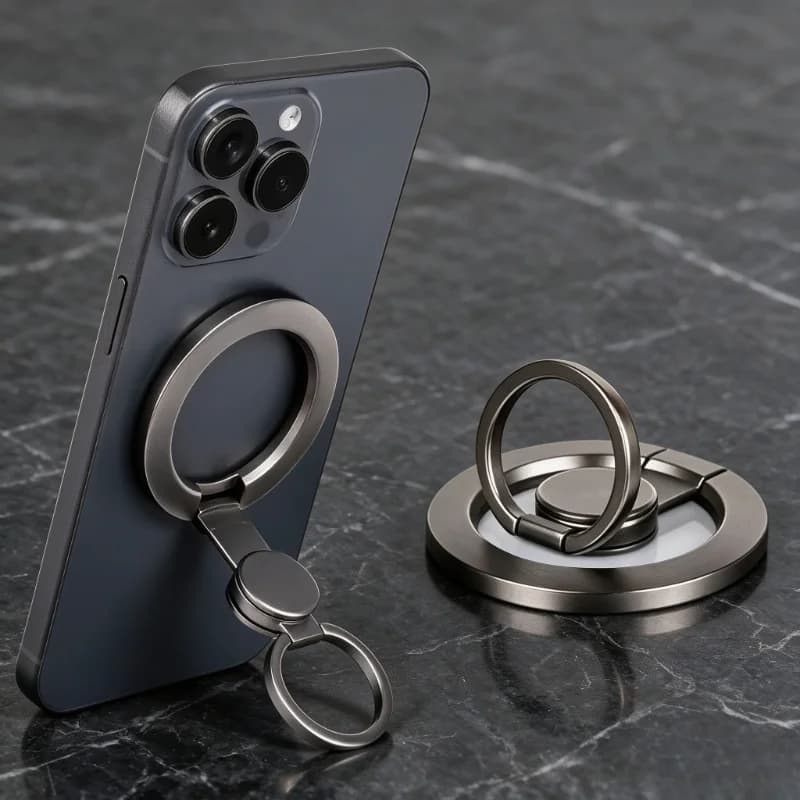 Magnetic Fold Phone Ring Holder Fingertip Gyro Finger Grip 360° Rotatable Desktop Stand Phone Accessory for Magsafe iPhone 17~12