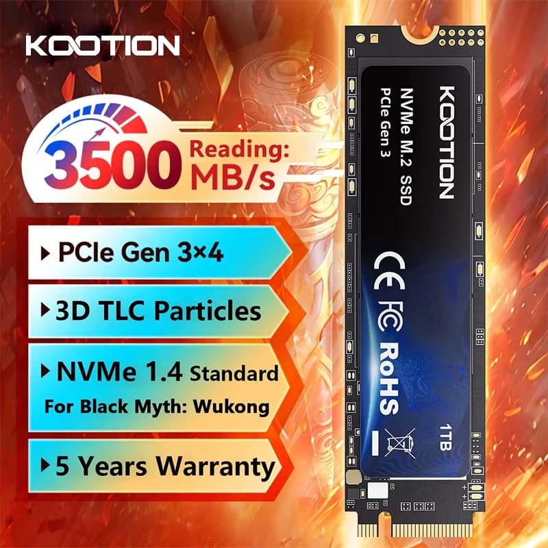Kootion X15 PCIe 3.0 Unità a stato solido interna M.2 SSD NVMe 2TB 1TB 512GB 256GB SSD M2 2280 Disco per laptop desktop