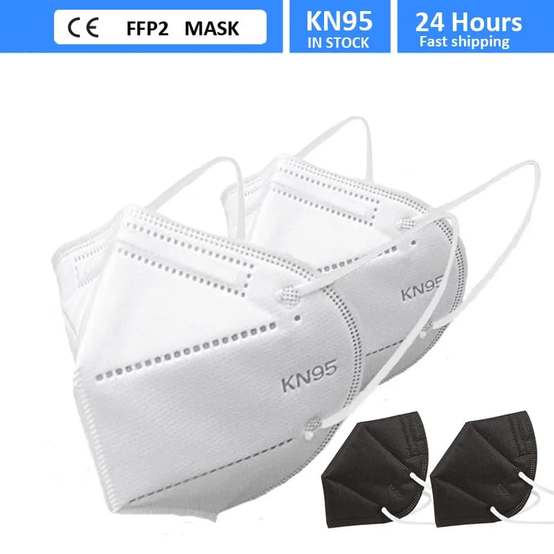 FFP2 KN95 Face Mask Face Mascarillas 5 Layer Filtration Mask Filtration Mouth Protective Breather for Adults White Black Masks