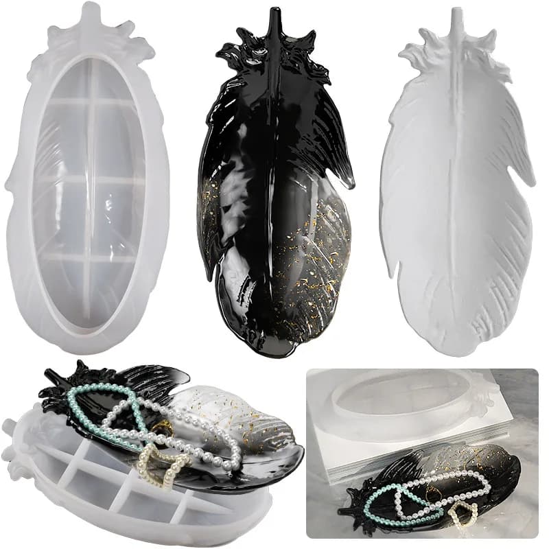 Silicone Epoxy Resin Mold Feather Wings Pendant Jewelry Box Storage Tray, Handmade Craft DIY Casting Mold for Resin Art Supplies