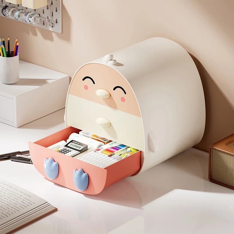 Organizer per Cosmetici a Forma di Pinguino Stile Dopamina, Porta Pennelli da Trucco da Scrivania, Organizzatore per Cassetti da Toeletta