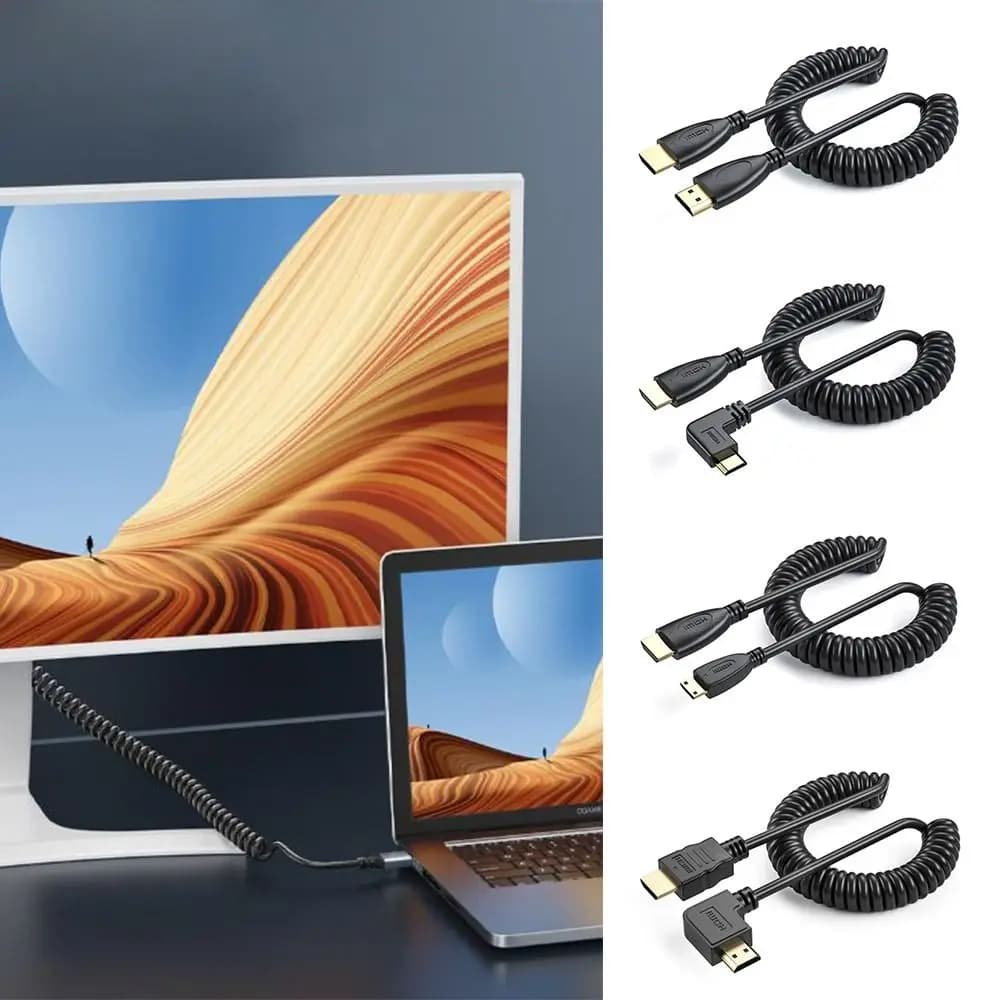 Cavo da HDMI a HDMI 4K/2K a 60 Hz Cavo telescopico a molla Cavo adattatore ad alta definizione Plug and Play 1080P da HDMI a Mini HDMI