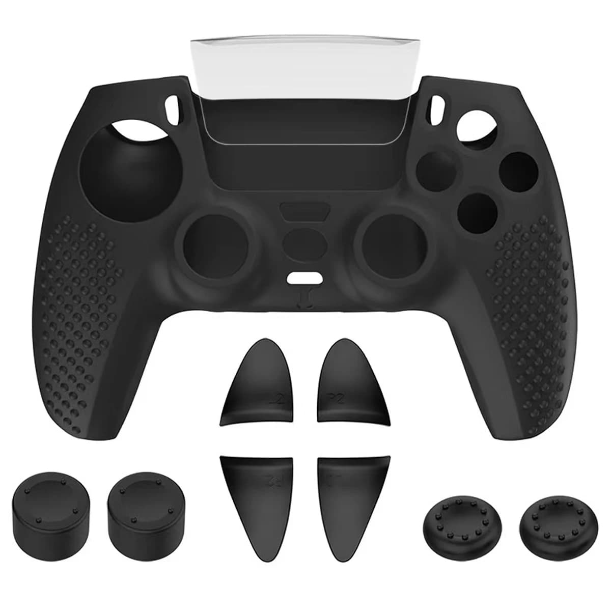 Custodia protettiva antiscivolo per PlayStation 5 Edge e PS5 con 4 copri-grip per levette e prolunghe per grilletti L2 R2