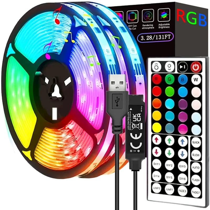 Strisce LED RGB con telecomando a 44 tasti per decorazioni per feste in camera da letto di casa TV retroilluminazione parete stanza 1m 3m 5m 10m 20m 30m 40mTape