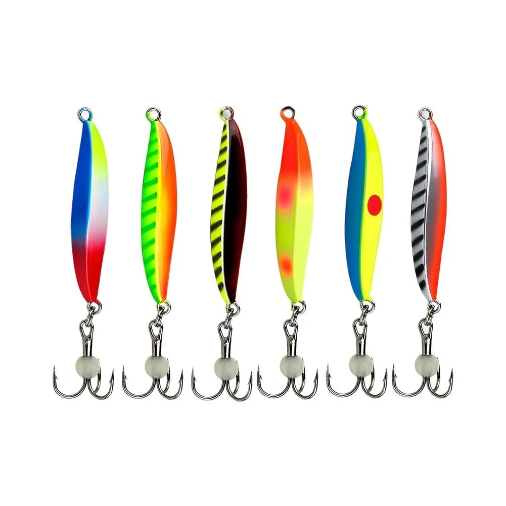 Metal Jig Lure Long Distance Casting Glow Beads Treble Hooks Saltwater Freshwater 5.2cm Fishing Tackle Box Set Fishing Parts