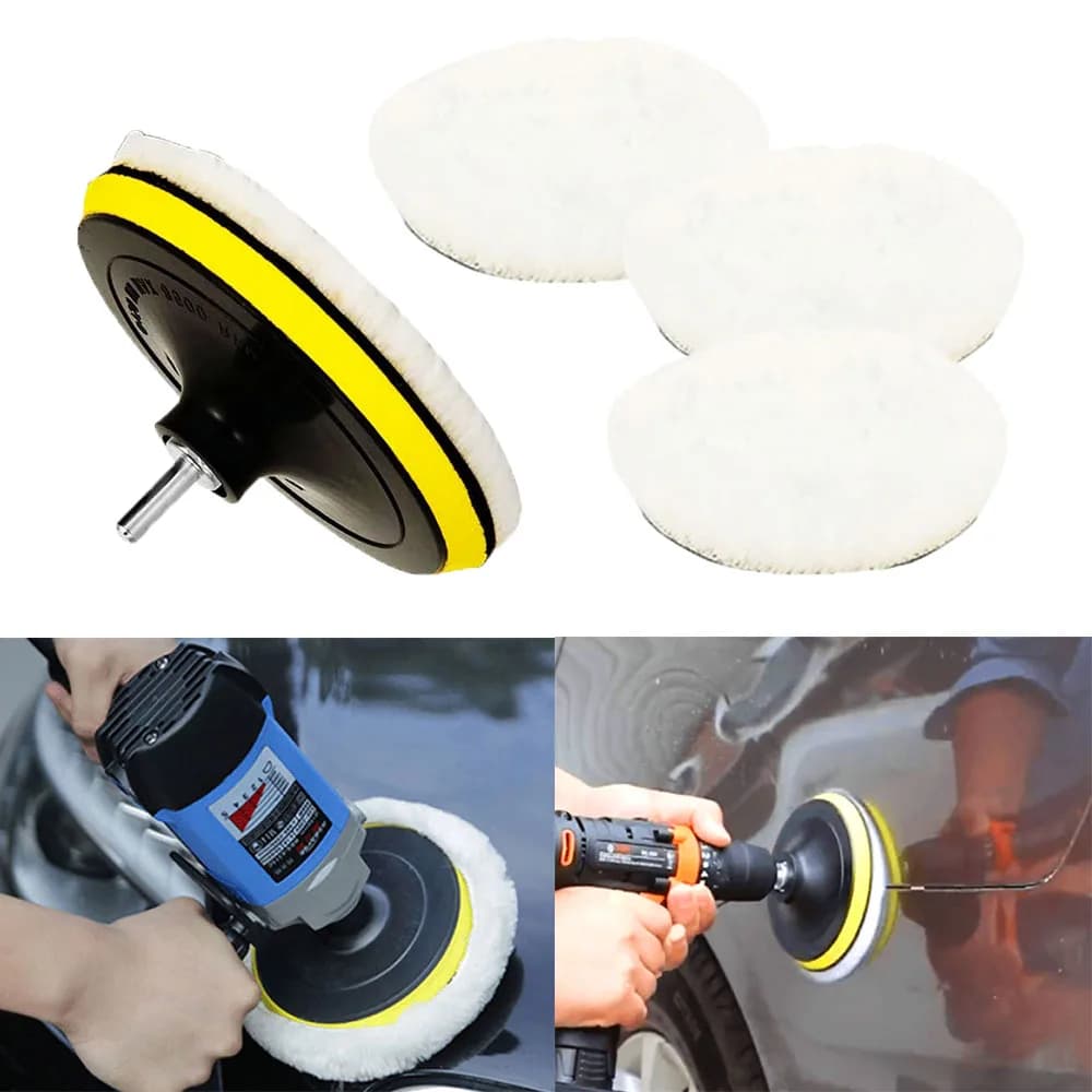 5/7pcs 3 Pollici Lucidatura Tampone di Lana Auto Ceretta Spugna Disco Tampone di Lucidatura Ruota di Lana Auto Vernice Cura Lucidatore Pad Auto gadget Strumenti