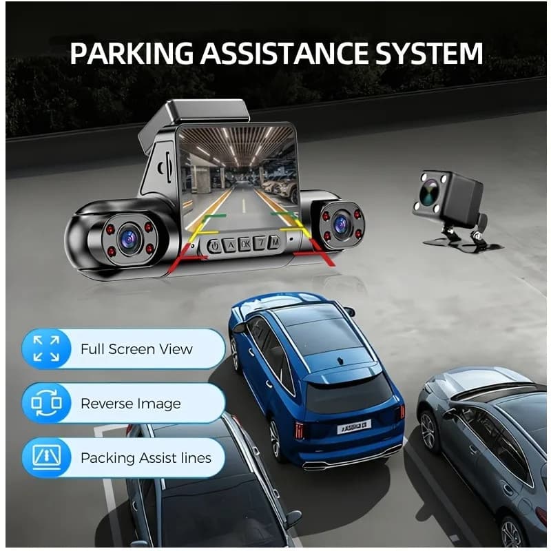 4-Lens 360° Dash Cam Set – Front 1080P + Side/Rear 720P Coverage, HD Night Vision, WDR & G-Sensor for Clear Recording in All Conditions