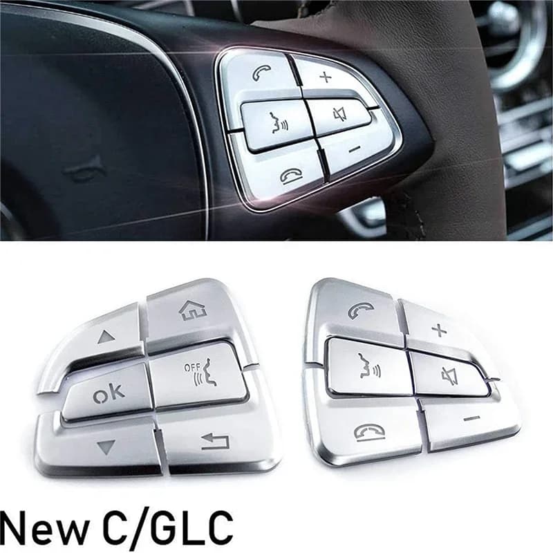 12 pz Auto volante pulsante copertura Trim Decor per Mercedes-Benz GLC classe C W205 cromo argento Auto decorazione d'interni