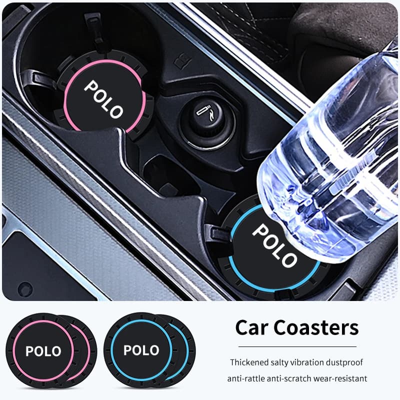 2PCS Available in Multiple Colors Silicone material Coaster Anti-slip For VW Polo Golf 5 7 Jetta Sagitar Magotan Passat Scirocco