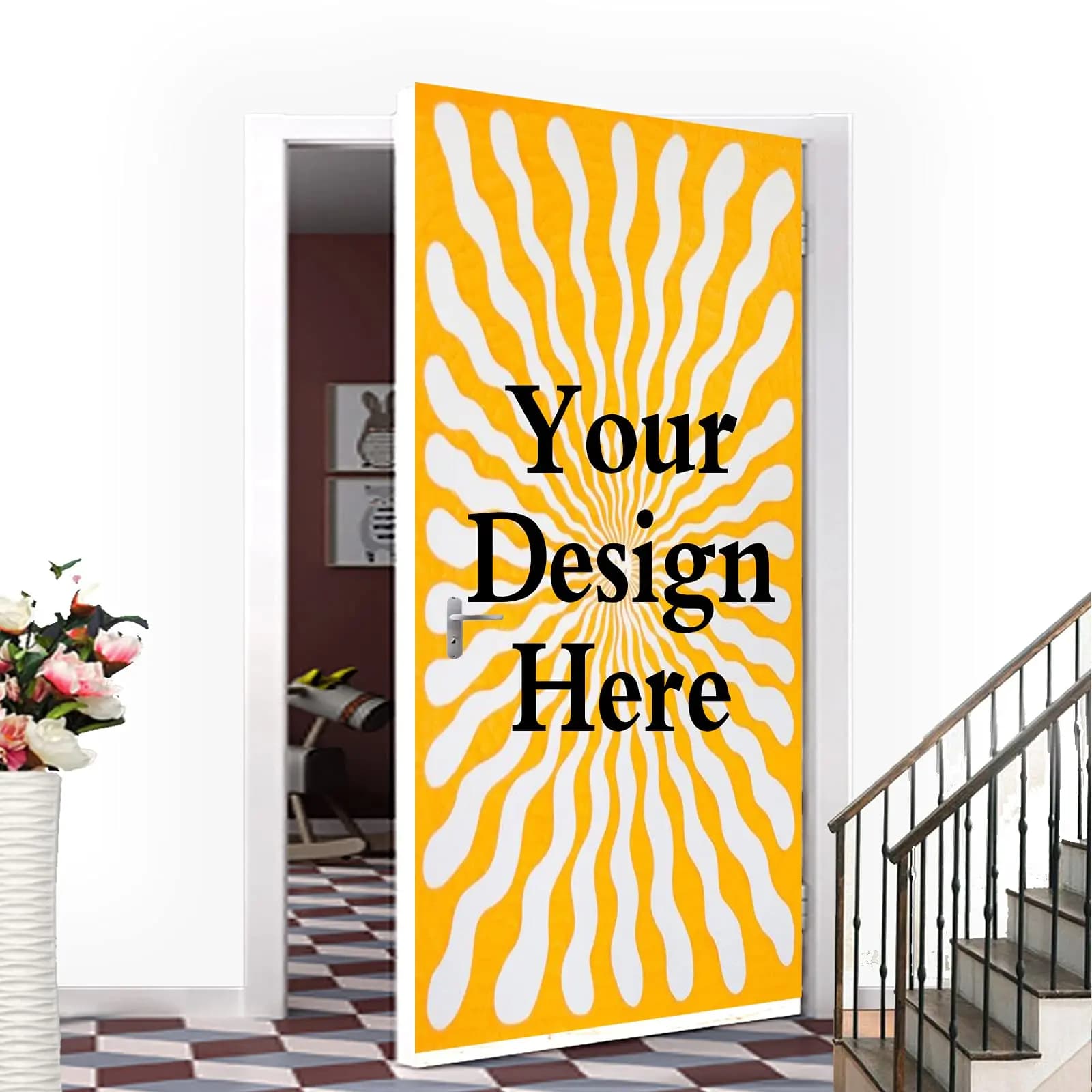 Custom Door Stickers Wallpaper, Personalized Door Sticker Mural PVC Door Mural DIY Home Decor Decals Upload Your Image Text