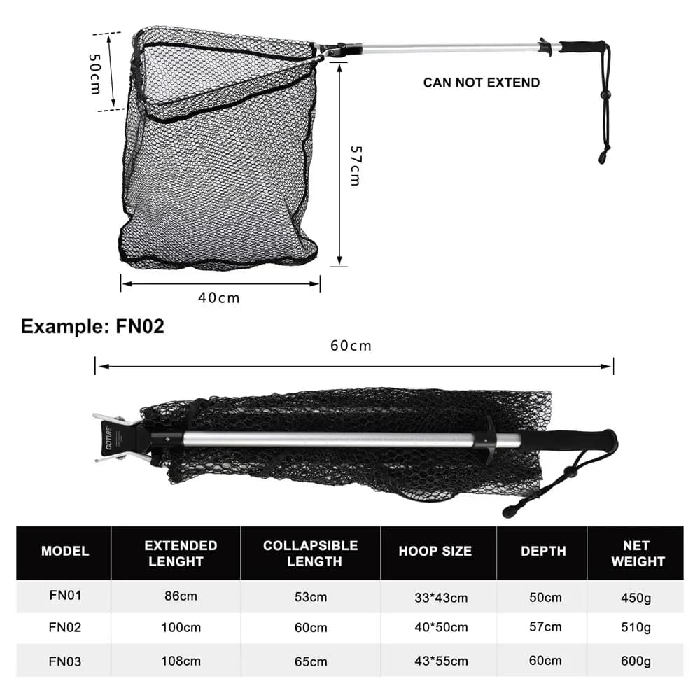 Goture 1Ultra-lightweight Foldable Fishing Net - Durable Aluminum Alloy Handle - Ideal for Any Fishing Adventure - Essential