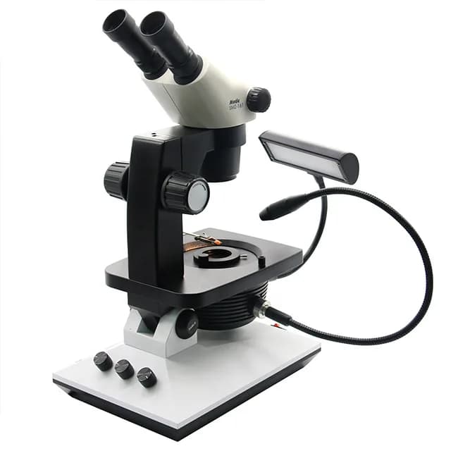 Microscopio per gemme BINOCOLARE 7.5-45X con braccio oscillante ottico a base classica Fable FGM-R6S-161