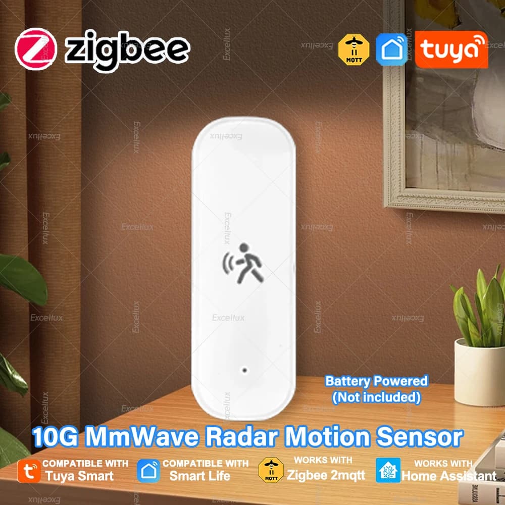 Sensore di movimento umano ZigBee Sensore di movimento radar MmWave 10G, con umidità della temperatura di luminanza, per app Tuya/assistente domestico Z2MQTT