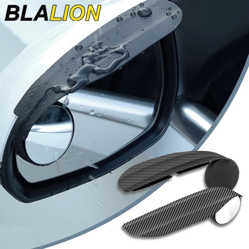 BLALION Specchietto retrovisore convesso per auto Specchio per punto cieco grandangolare antipioggia Scudo antipioggia Specchio ausiliario per parcheggio a rotazione libera